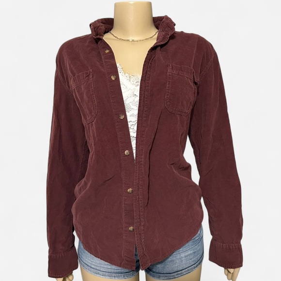 Cotton On Red Long Sleeve Button Down Shirt - Picture 2 of 3